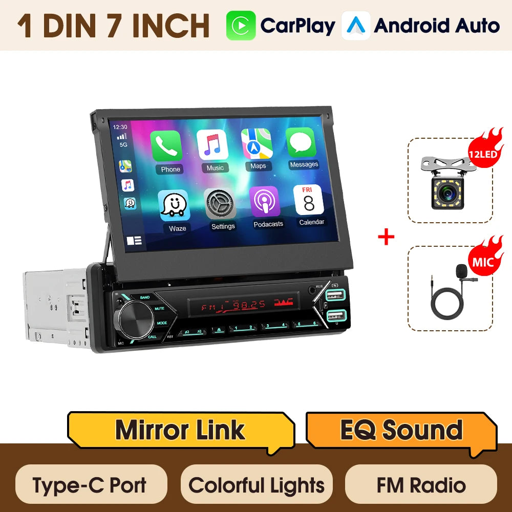 7" wireless CarPlay/Android Auto car radio with Bluetooth & FM.
