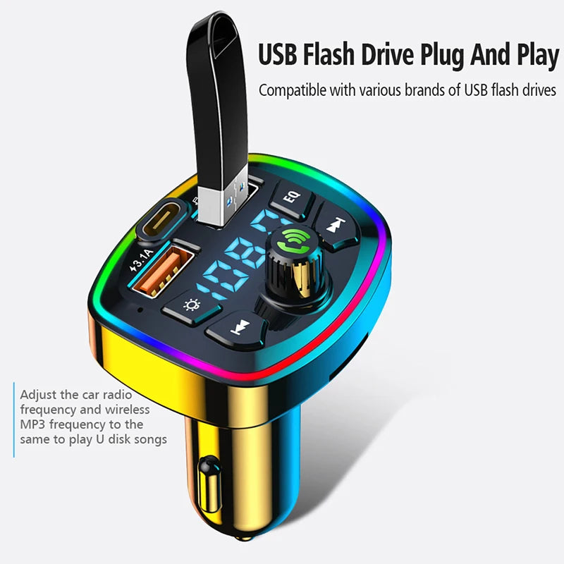 Bluetooth FM transmitter, USB charger.