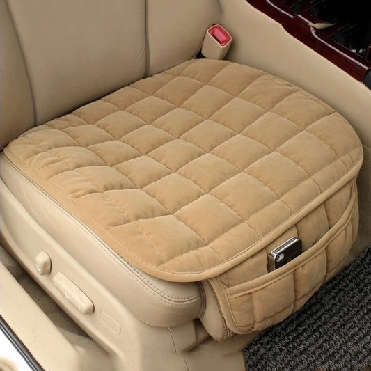 Universal anti-slip, breathable winter car seat cushion for front seats.
