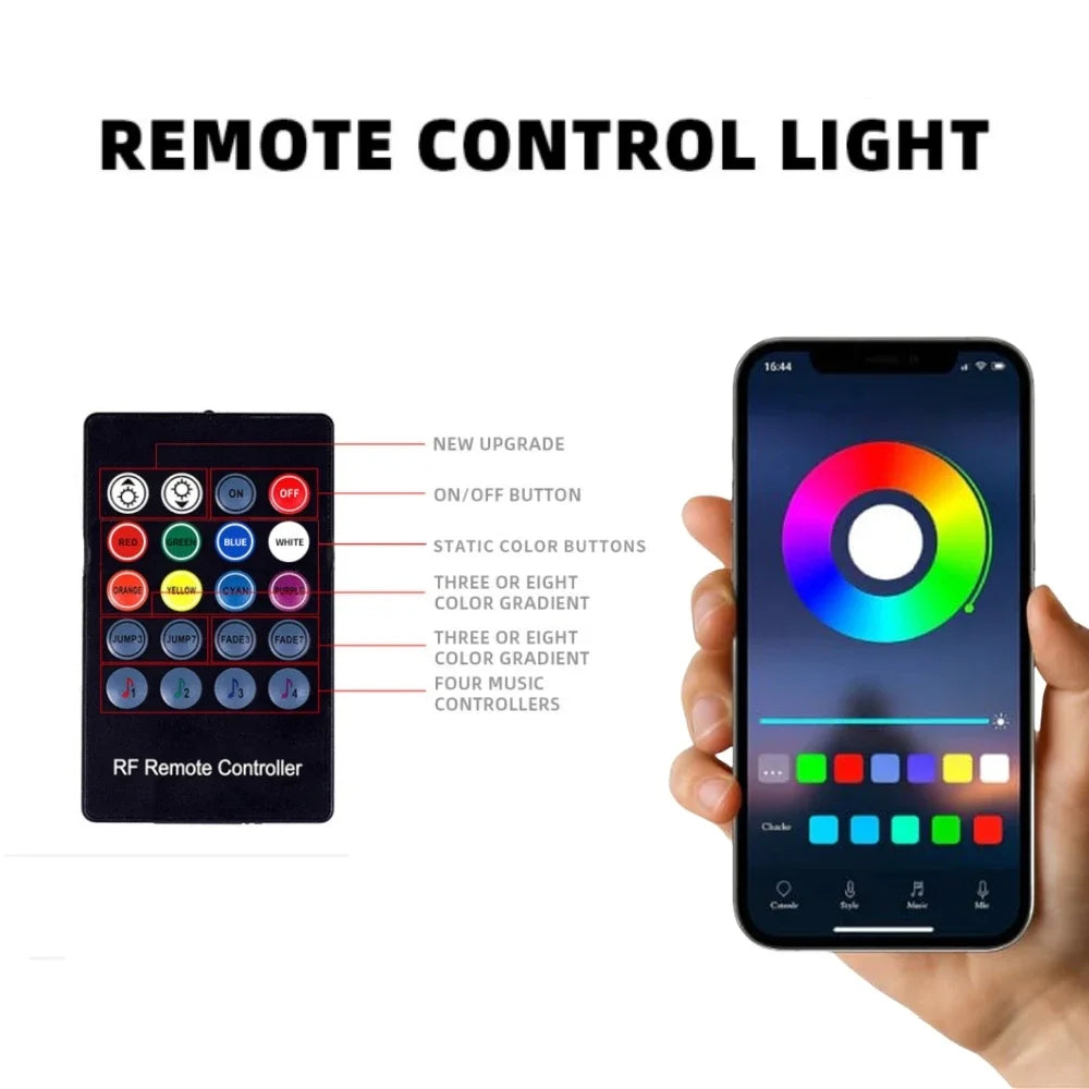 2/4PCS RGB LED Star Car Floor Mats – App Control, Music Sync, Waterproof