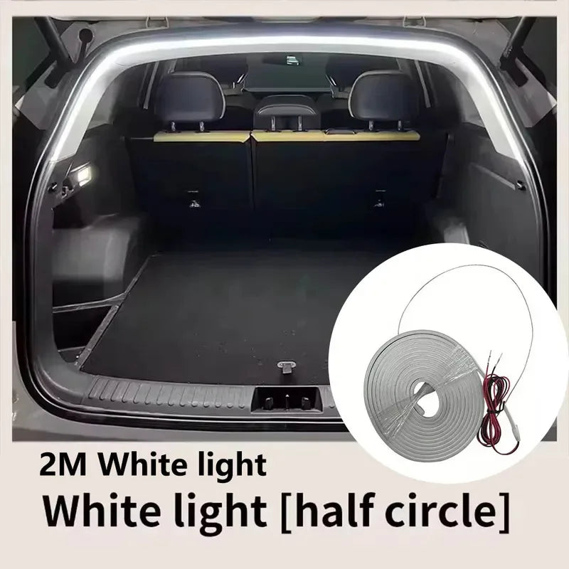 Auto-sensing LED trunk light strip, wire-free, high brightness.