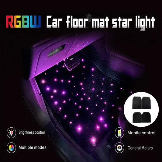 4PCS RGB Starlight Car Floor Mats – App Control Ambient LED Lighting