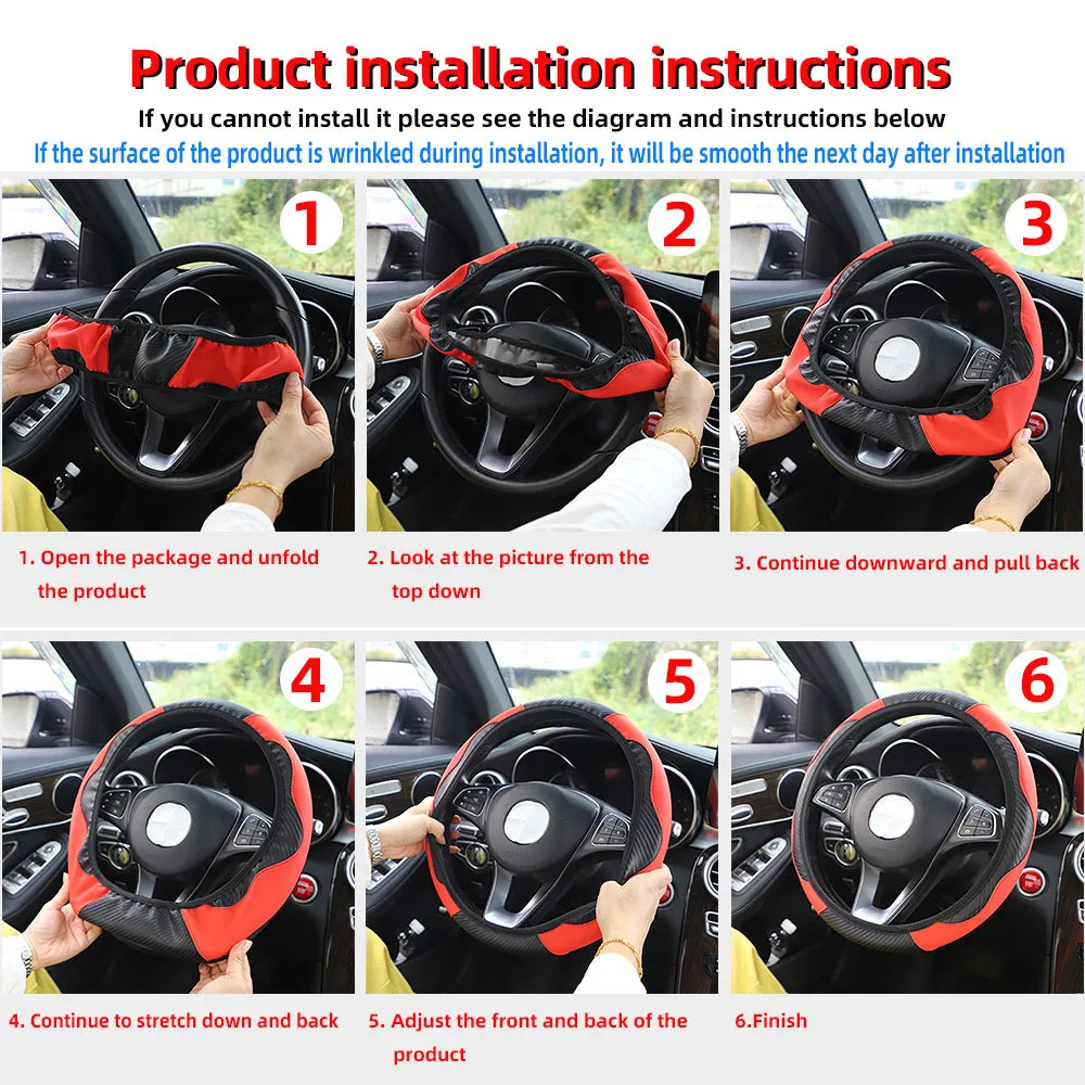 Carbon Fiber PU Steering Wheel Cover