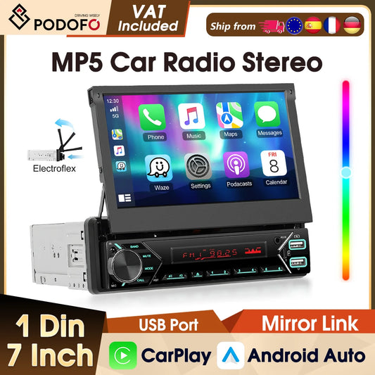 7" wireless CarPlay/Android Auto car radio with Bluetooth & FM.