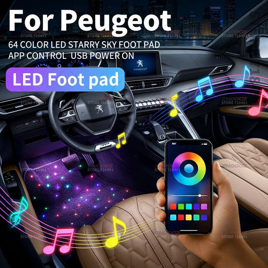 Cut-to-fit LED car mats for Peugeot models
