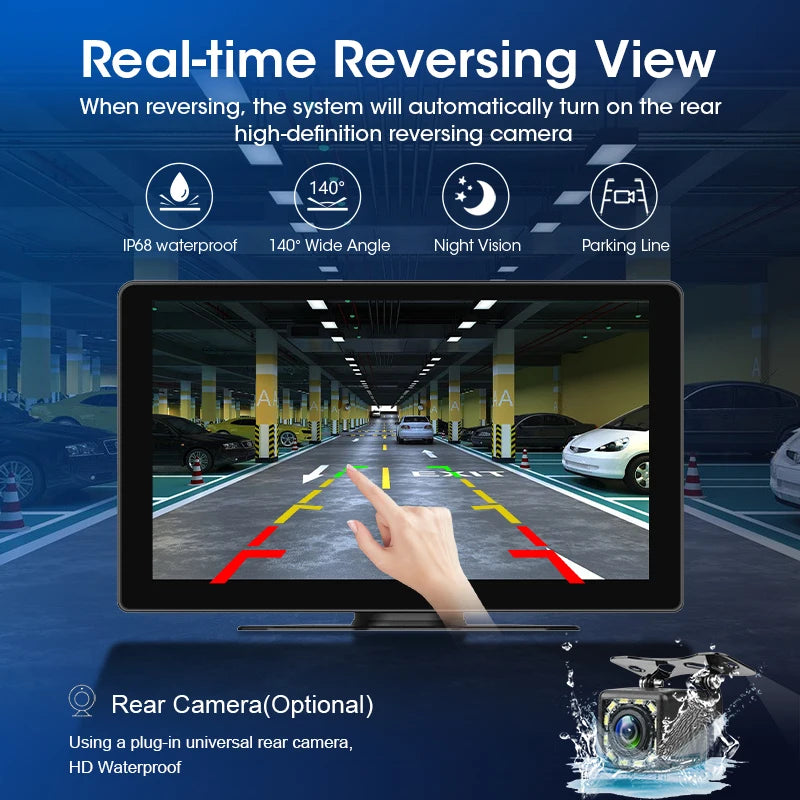 7–10" wireless CarPlay/Android Auto touchscreen car display.