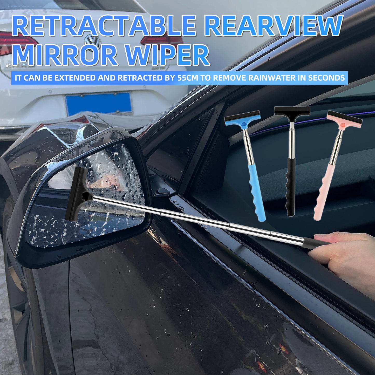 Telescopic Mirror Wiper – car rearview glass cleaning brush tool