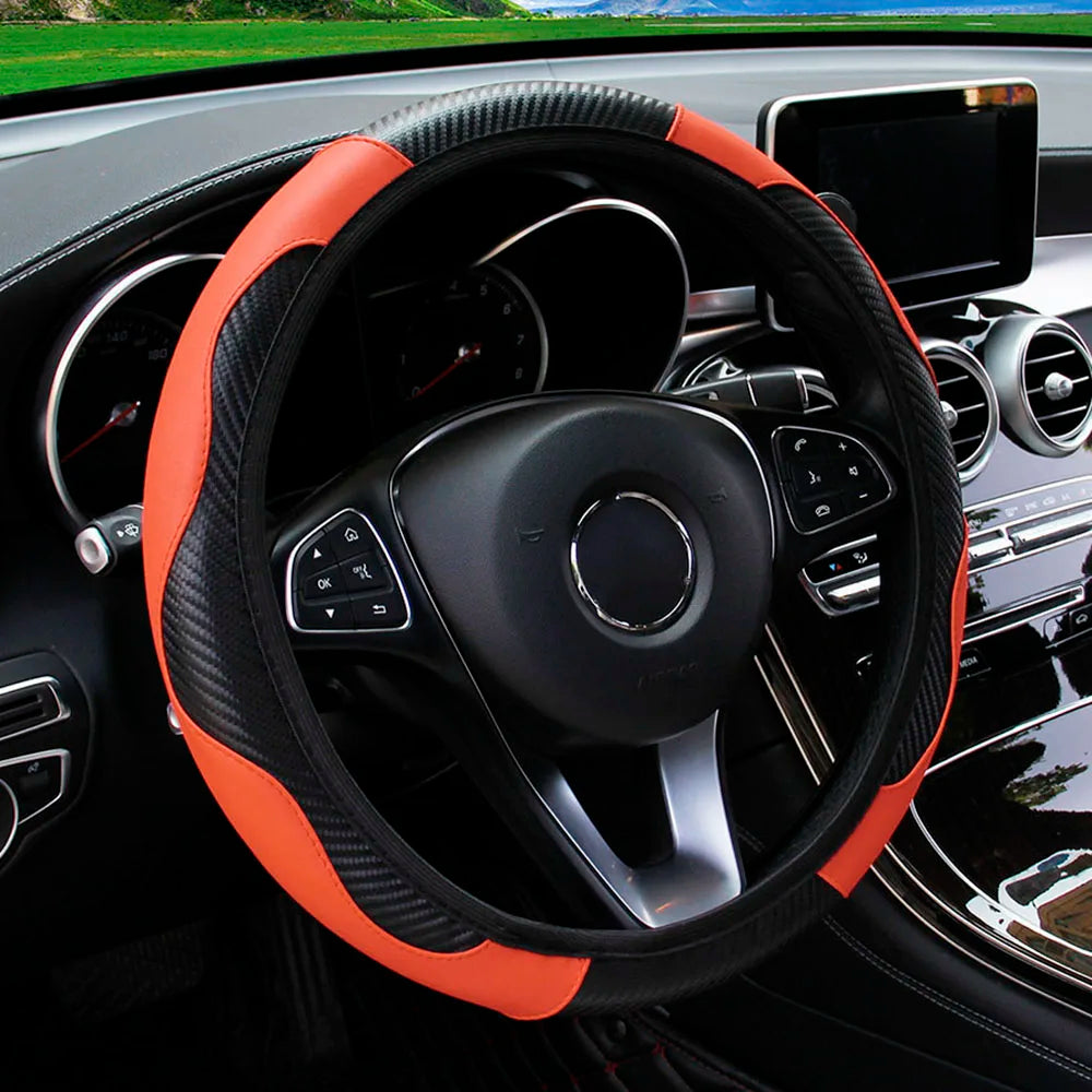 Carbon Fiber PU Steering Wheel Cover