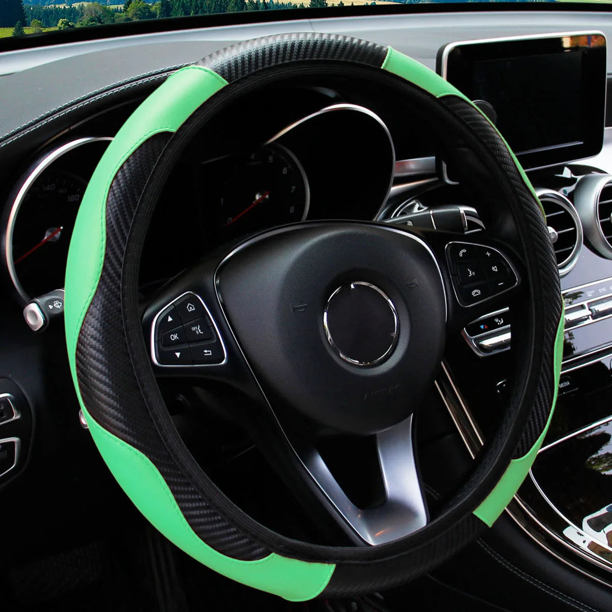 Carbon Fiber PU Steering Wheel Cover