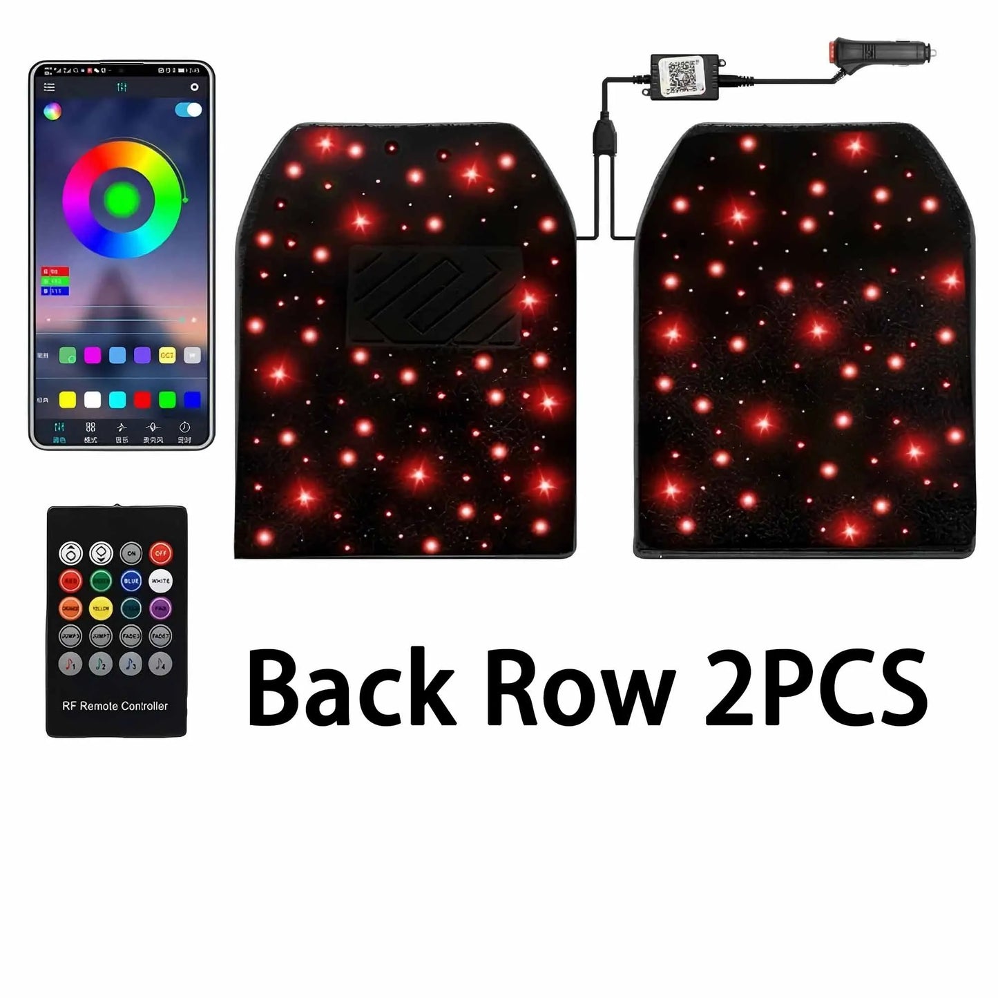 2/4PCS RGB LED Star Car Floor Mats – App Control, Music Sync, Waterproof