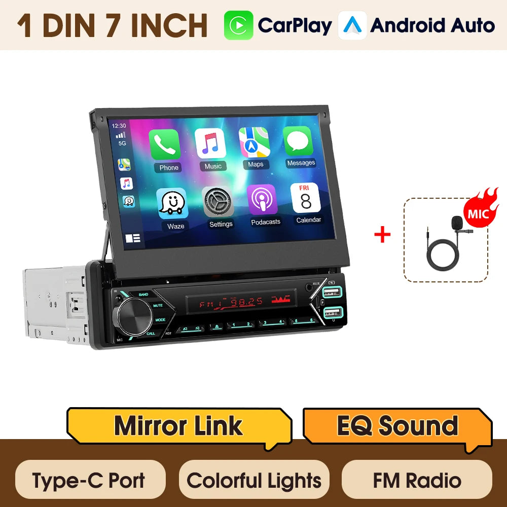 7" wireless CarPlay/Android Auto car radio with Bluetooth & FM.