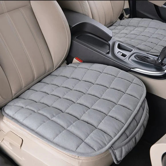 Universal anti-slip, breathable winter car seat cushion for front seats.