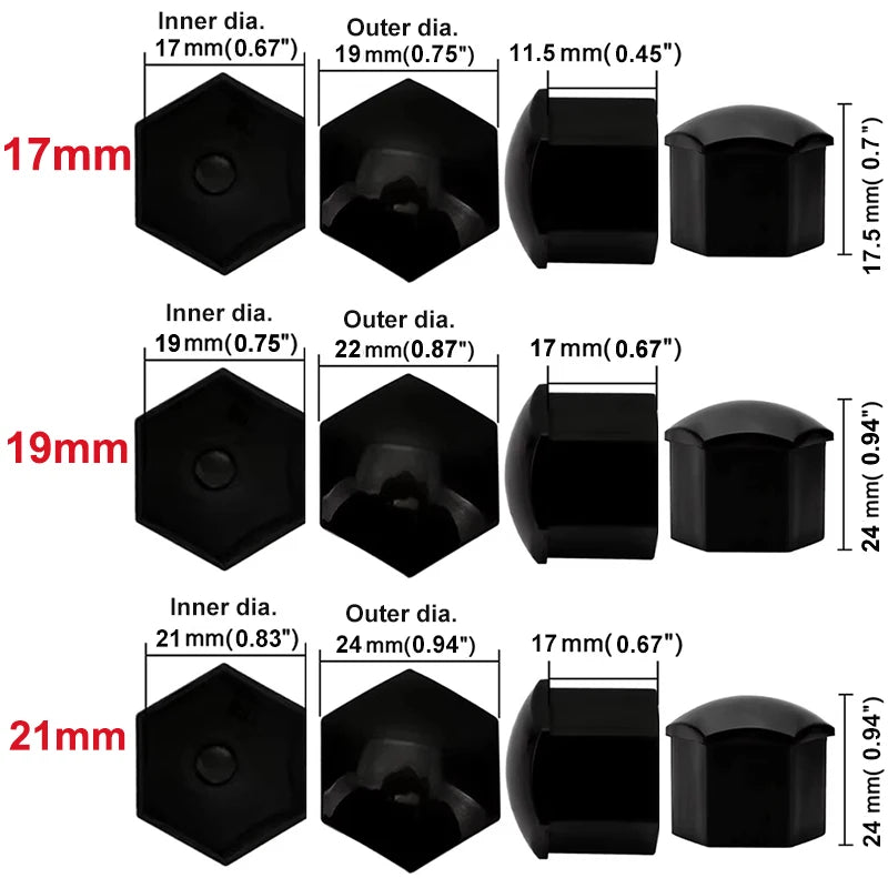 Wheel Nut Caps Set (17/19/21mm)