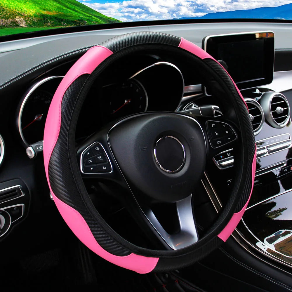 Carbon Fiber PU Steering Wheel Cover