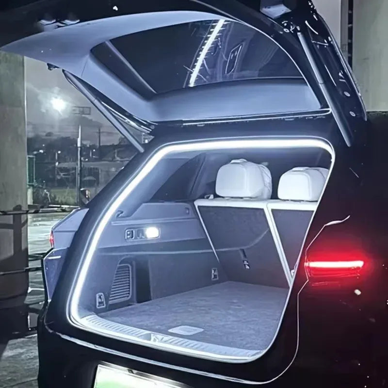 Auto-sensing LED trunk light strip, wire-free, high brightness.