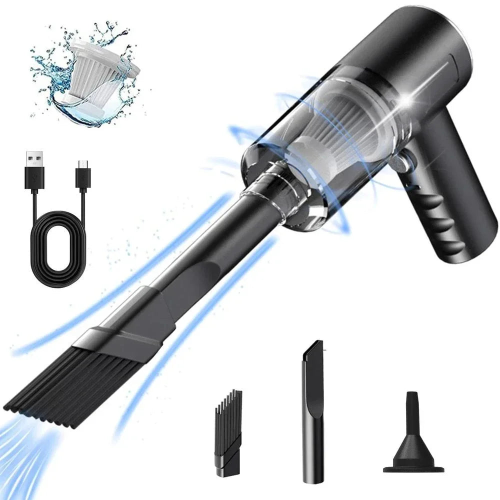 9000Pa Wireless Car Vacuum – portable wet & dry USB rechargeable cleaner