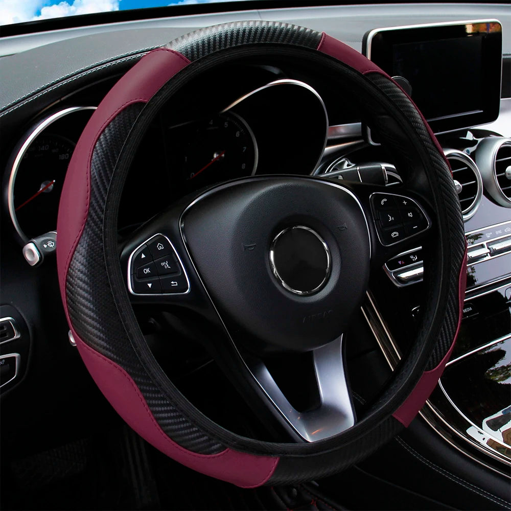 Carbon Fiber PU Steering Wheel Cover