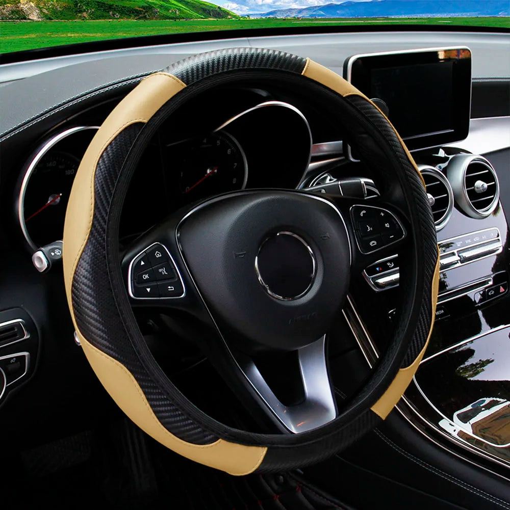 Carbon Fiber PU Steering Wheel Cover