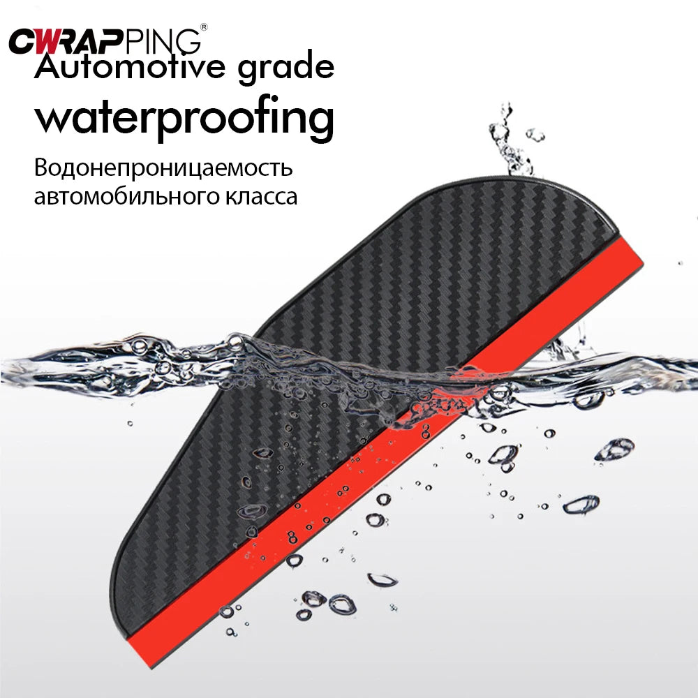2pcs mirror rain visors, carbon fiber, anti-rain, clear view.