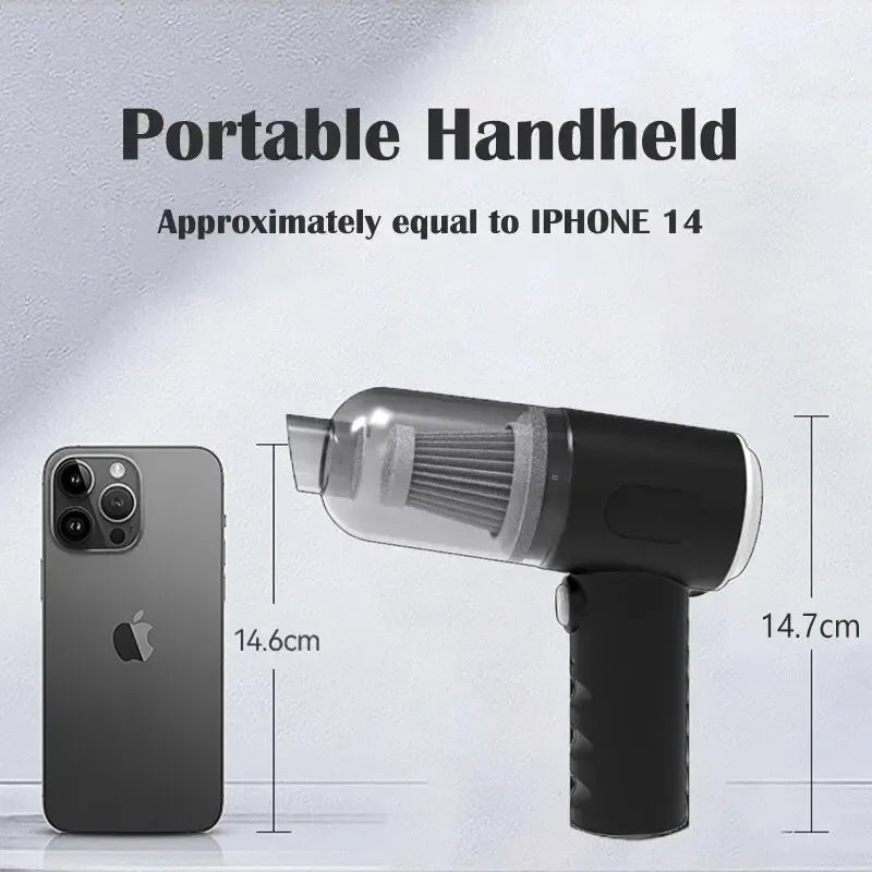 9000Pa Wireless Car Vacuum – portable wet & dry USB rechargeable cleaner