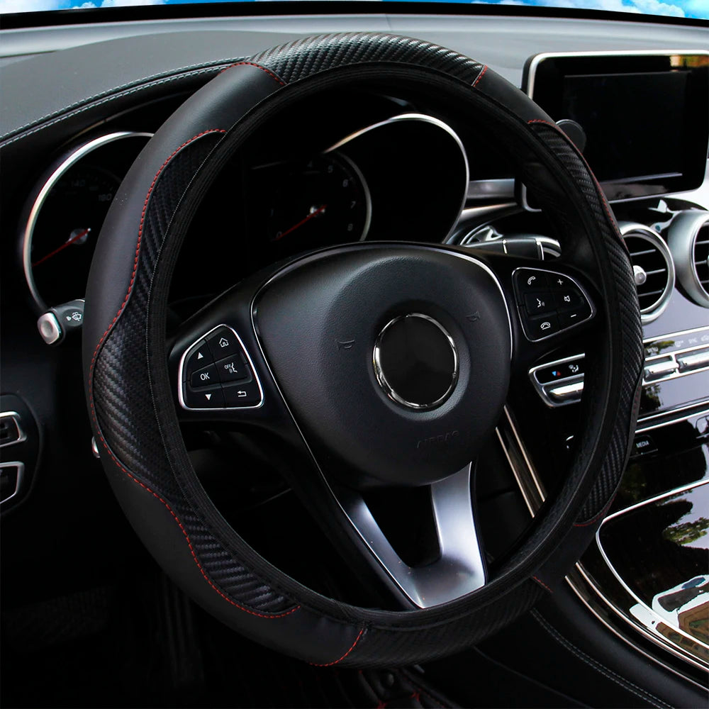 Carbon Fiber PU Steering Wheel Cover