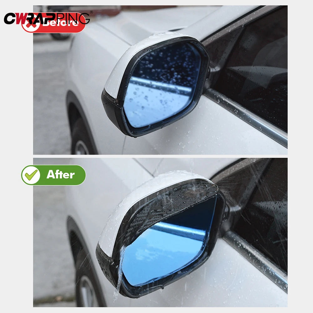 2pcs mirror rain visors, carbon fiber, anti-rain, clear view.