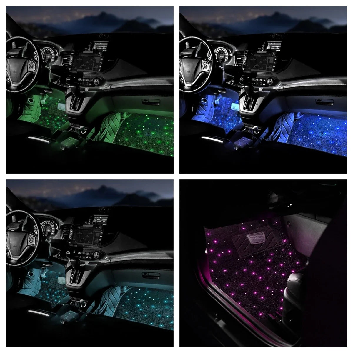 2/4PCS RGB LED Star Car Floor Mats – App Control, Music Sync, Waterproof