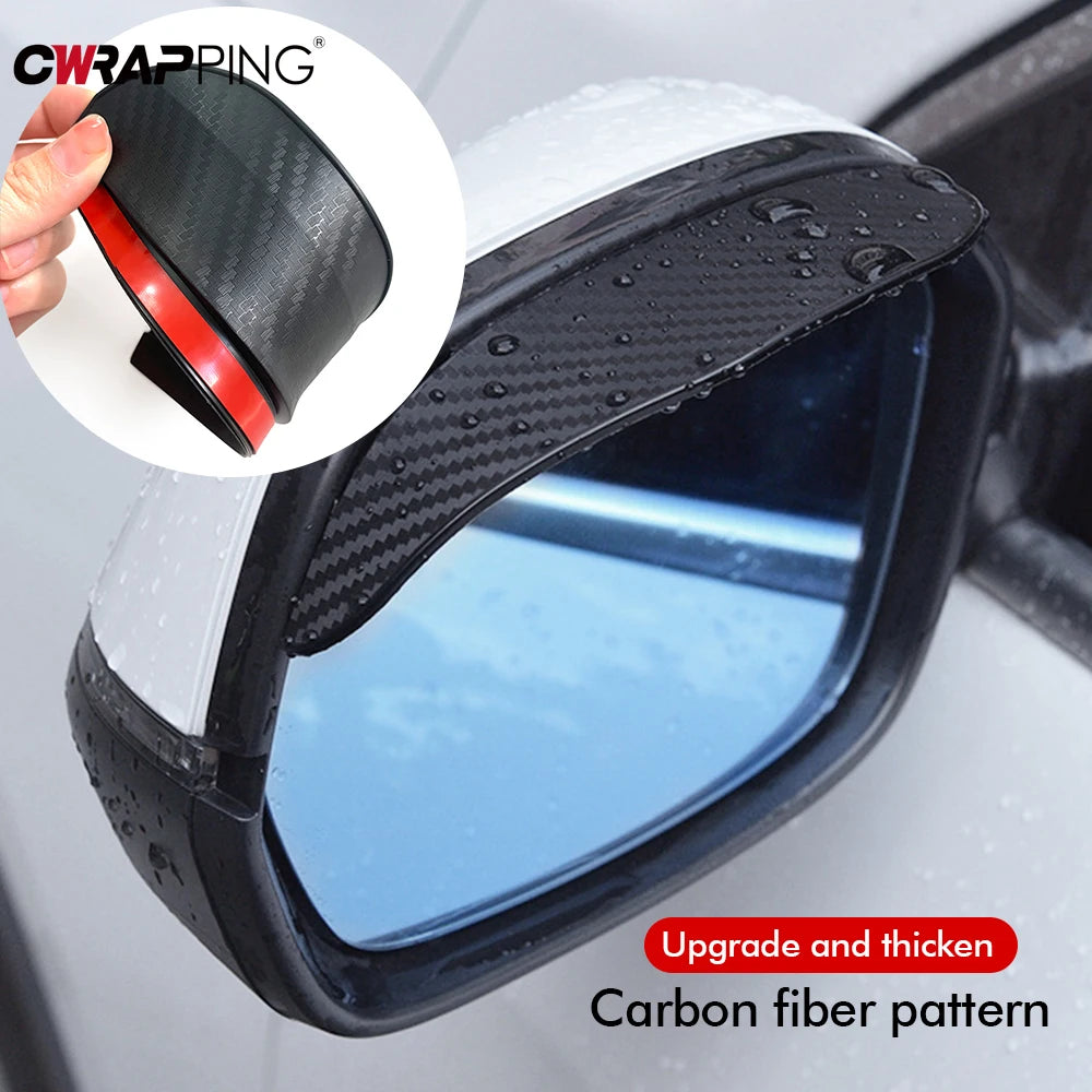 2pcs mirror rain visors, carbon fiber, anti-rain, clear view.